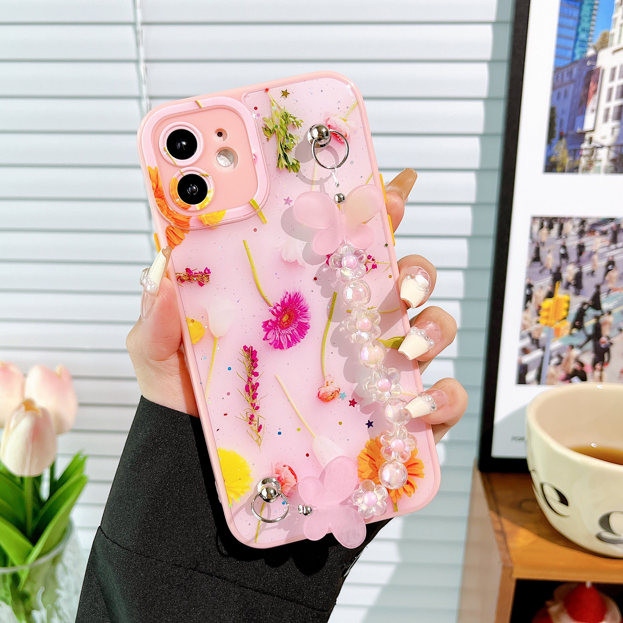 Customizable Dripping Glue Fine Hole PC TPU Smart Phone Cases Compatible Pro Max for Huawei Realme Blu-Wireless Wallet Chain
