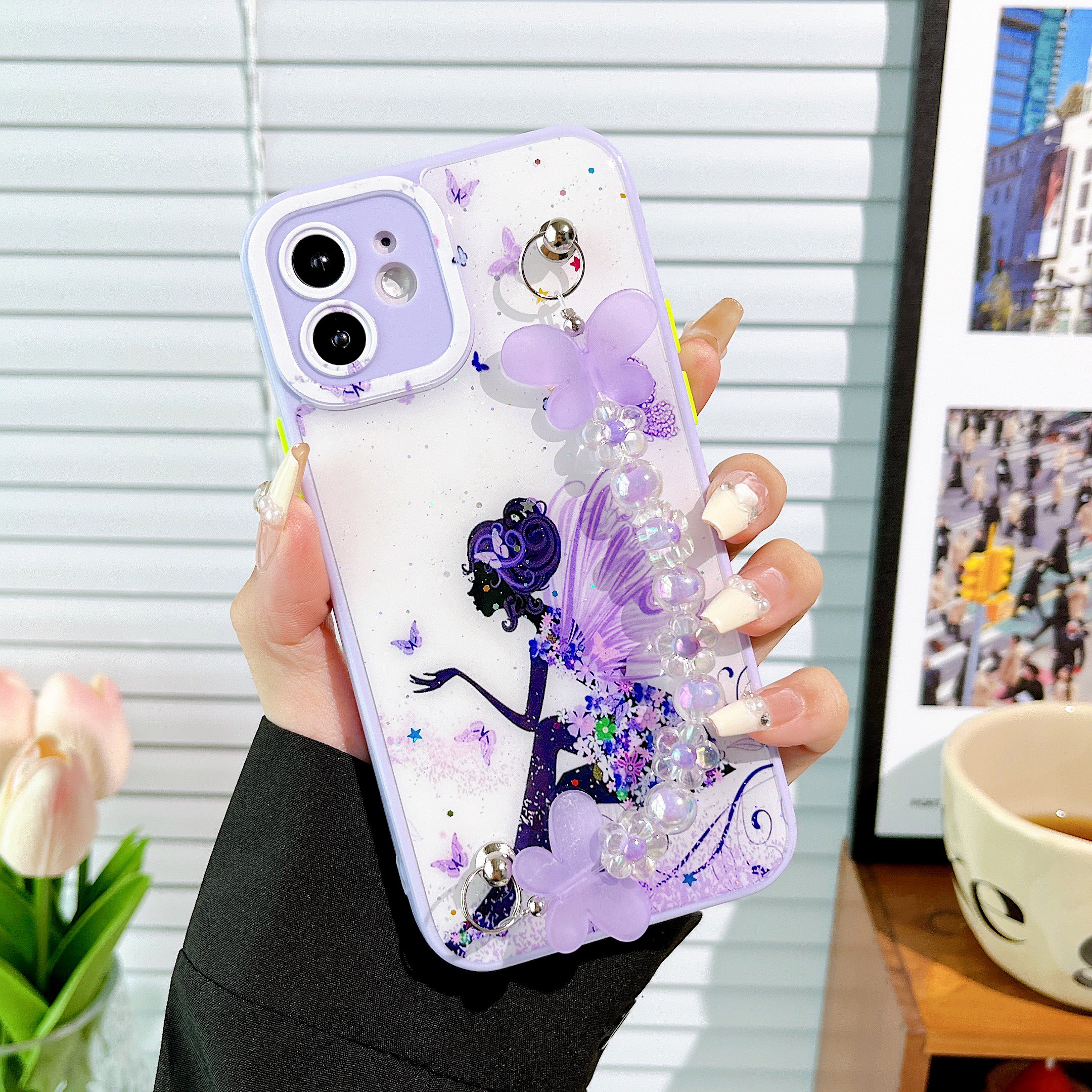 Customizable Dripping Glue Fine Hole PC TPU Smart Phone Cases Compatible Pro Max for Huawei Realme Blu-Wireless Wallet Chain