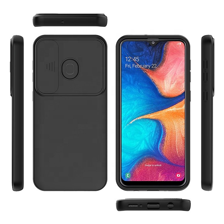 Hybrid TPU Bumper Back PC Slide Camera Lens Cover Mobile Phone Case for Samsung Galaxy A20 A21S