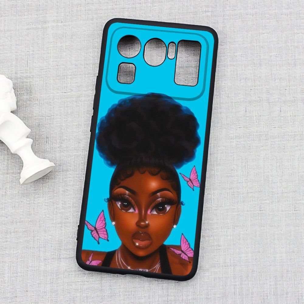 Cartoon paint black girl Soft Phone Case For Xiaomi 12 note13 pro 5G