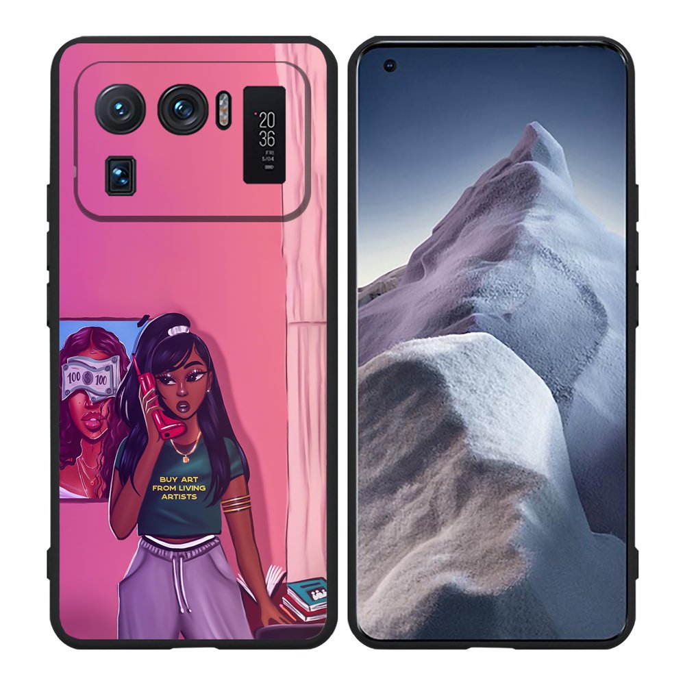 Cartoon paint black girl Soft Phone Case For Xiaomi 12 note13 pro 5G