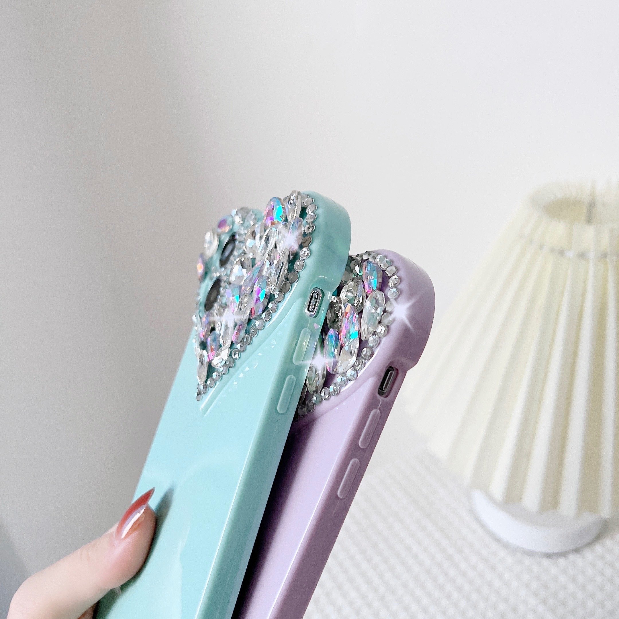 new arrival colorful heart diamond glitter bling shiny fashion luxury phone cover case for iphone 16 15 14 13 12 11 xsmax 78plus