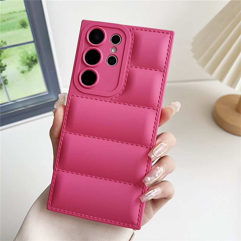 Luxury Down Coat Candy Color Case For Samsung Galaxy S24 S23 S22 S21 S20 Plus Ultra FE A25 A55 A54 A53 A14 A34 5G Cover