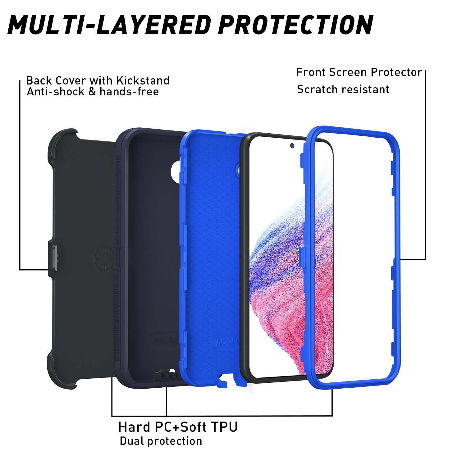 New Arrival Shockproof Back-Clip Mobile Phone Case Shockproof With Holder Phone Covers For Samsung A54