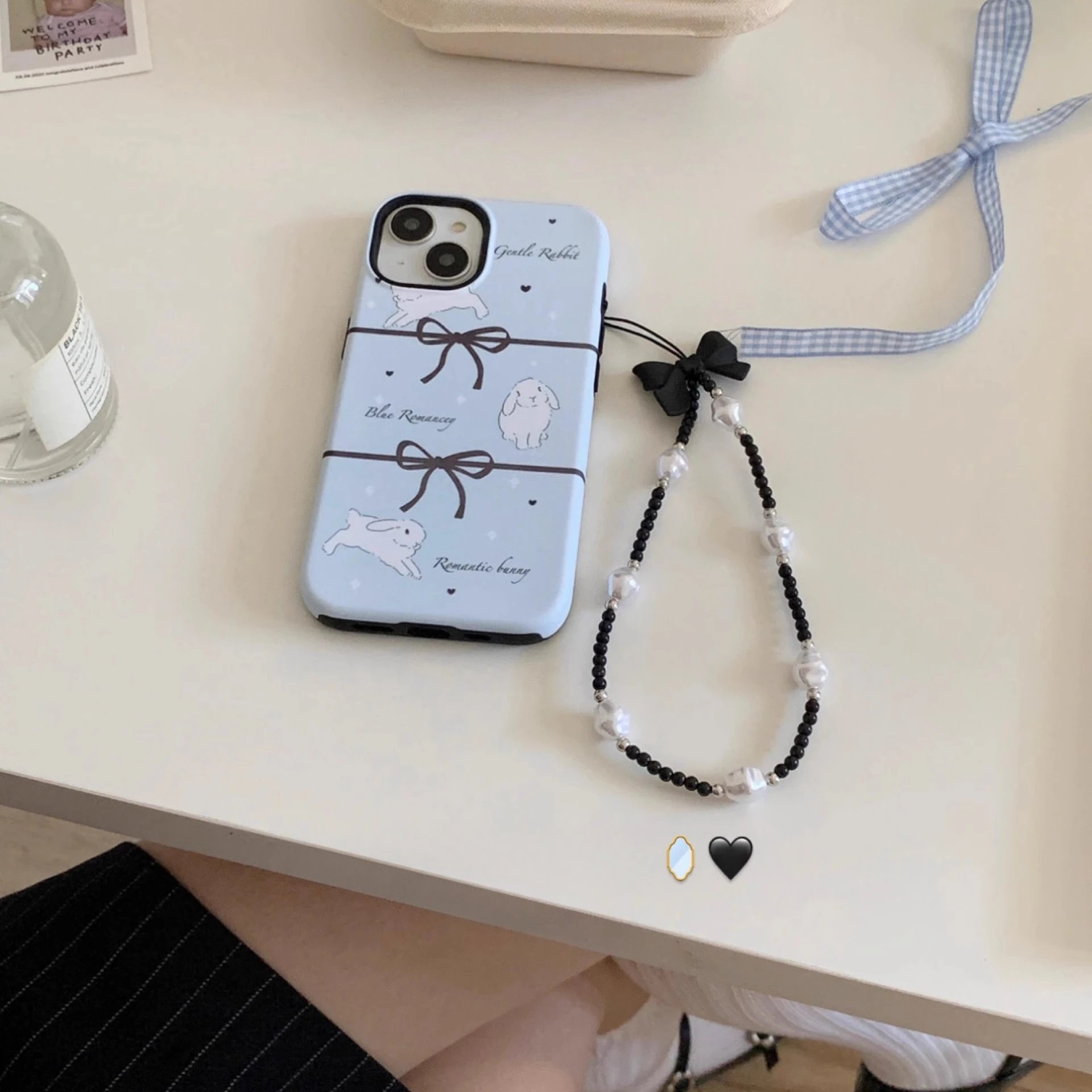Blue Bowknot Cute Phone Case for IPHONE 15PRO MAX 14 13 12 11 PRO Plus 15pro Acrylic TPU Two in One Mobile Phone Cases