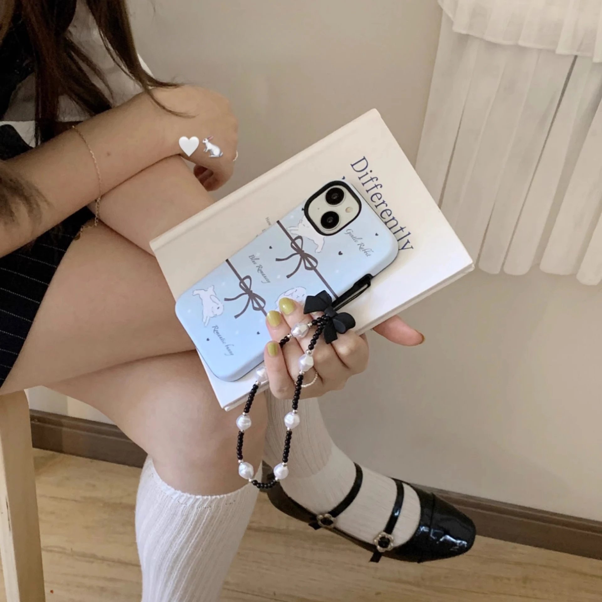 Blue Bowknot Cute Phone Case for IPHONE 15PRO MAX 14 13 12 11 PRO Plus 15pro Acrylic TPU Two in One Mobile Phone Cases