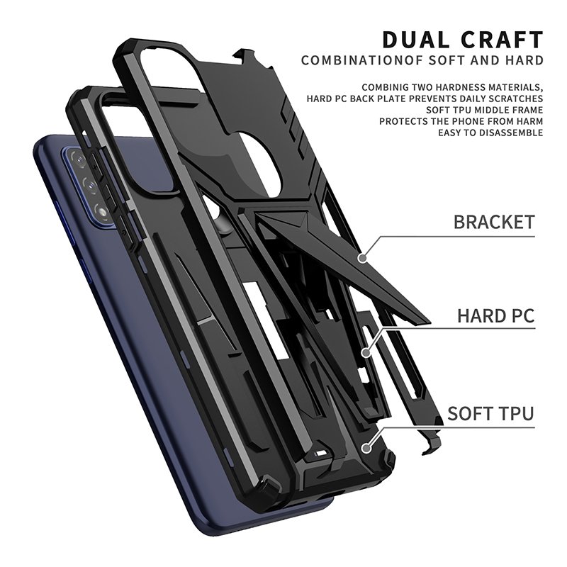 For Motorola Moto G Pure Case PC TPU Kickstand Car Mount Shockproof Protective Bumper Mobile Phone Case Cover