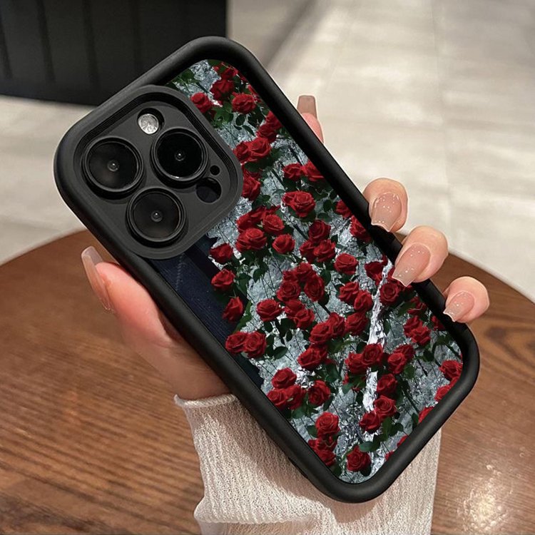 Luxury Cute Rose Flower Silicone TPU Shockproof Phone Case For iPhone 16 15 14 13 12 11 x xr xs 7 8