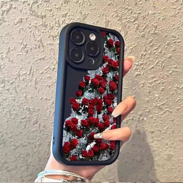 Luxury Cute Rose Flower Silicone TPU Shockproof Phone Case For iPhone 16 15 14 13 12 11 x xr xs 7 8