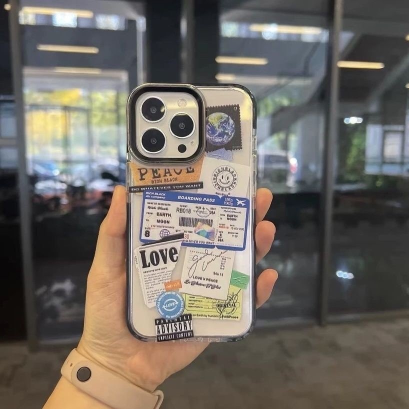 Fashion Note Stickers Clippings Mobile Phone Case For IPhone11 12 13 13Pro 13ProMax 14 14Pro 14ProMax 15 15Pro Max back cover