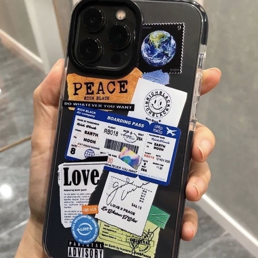 Fashion Note Stickers Clippings Mobile Phone Case For IPhone11 12 13 13Pro 13ProMax 14 14Pro 14ProMax 15 15Pro Max back cover