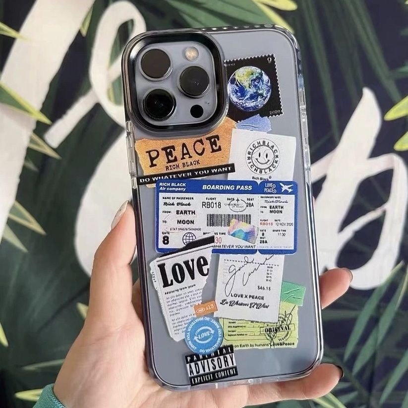 Fashion Note Stickers Clippings Mobile Phone Case For IPhone11 12 13 13Pro 13ProMax 14 14Pro 14ProMax 15 15Pro Max back cover