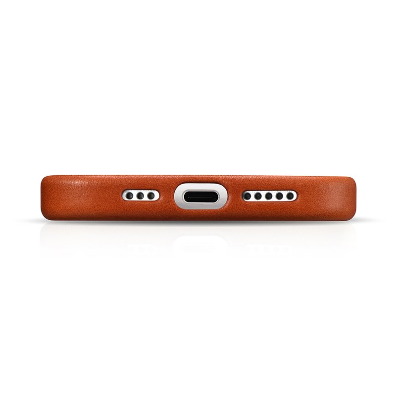 ICARER New Arrival Original Top Grain Real Leather Back Cover Phone Case for iPhone 15 Pro Max