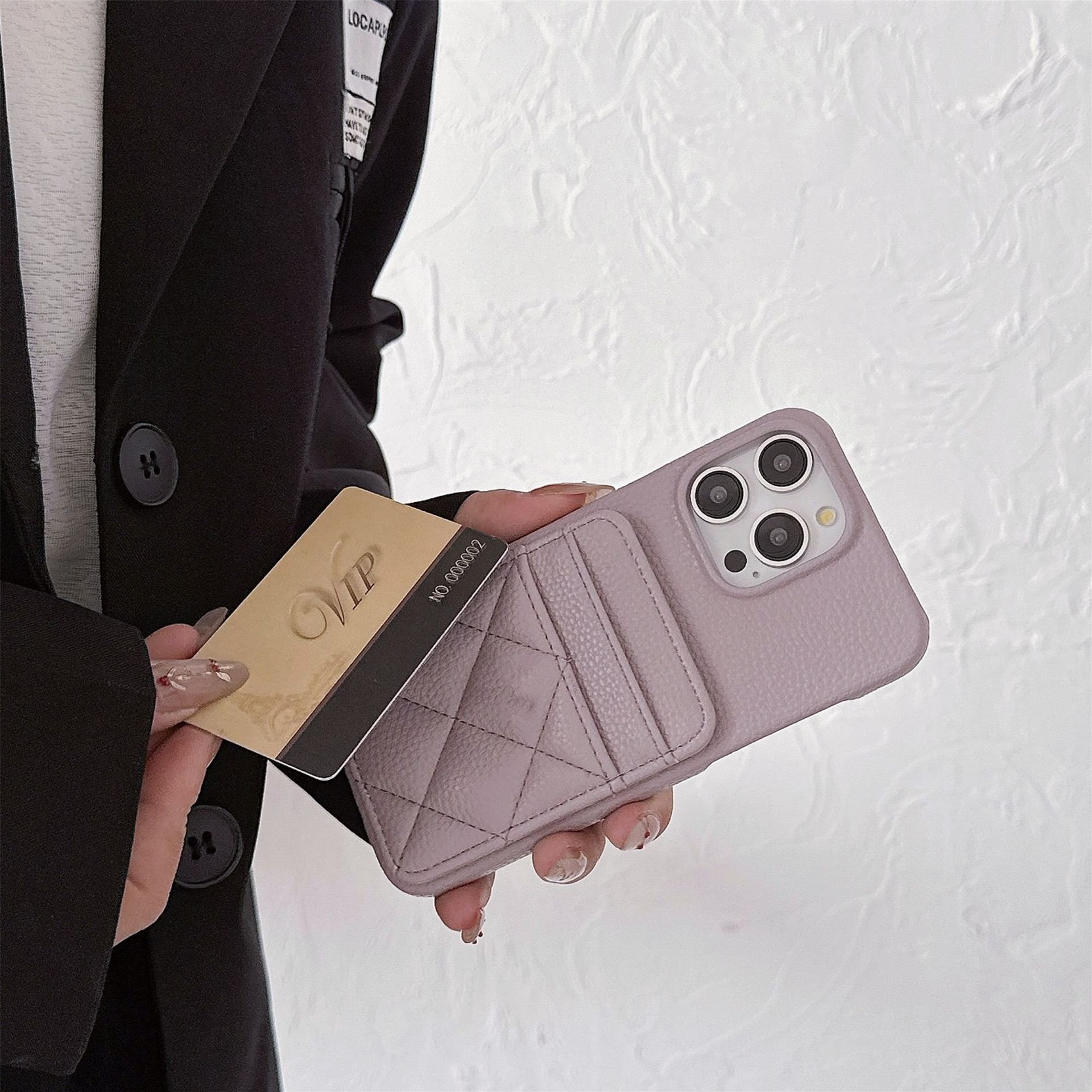 Luxury Litchi Grain Leather Card Holder mobile phone cases for iphones 15 pro max and 16 Pro Max 14 13 Pro 12 11
