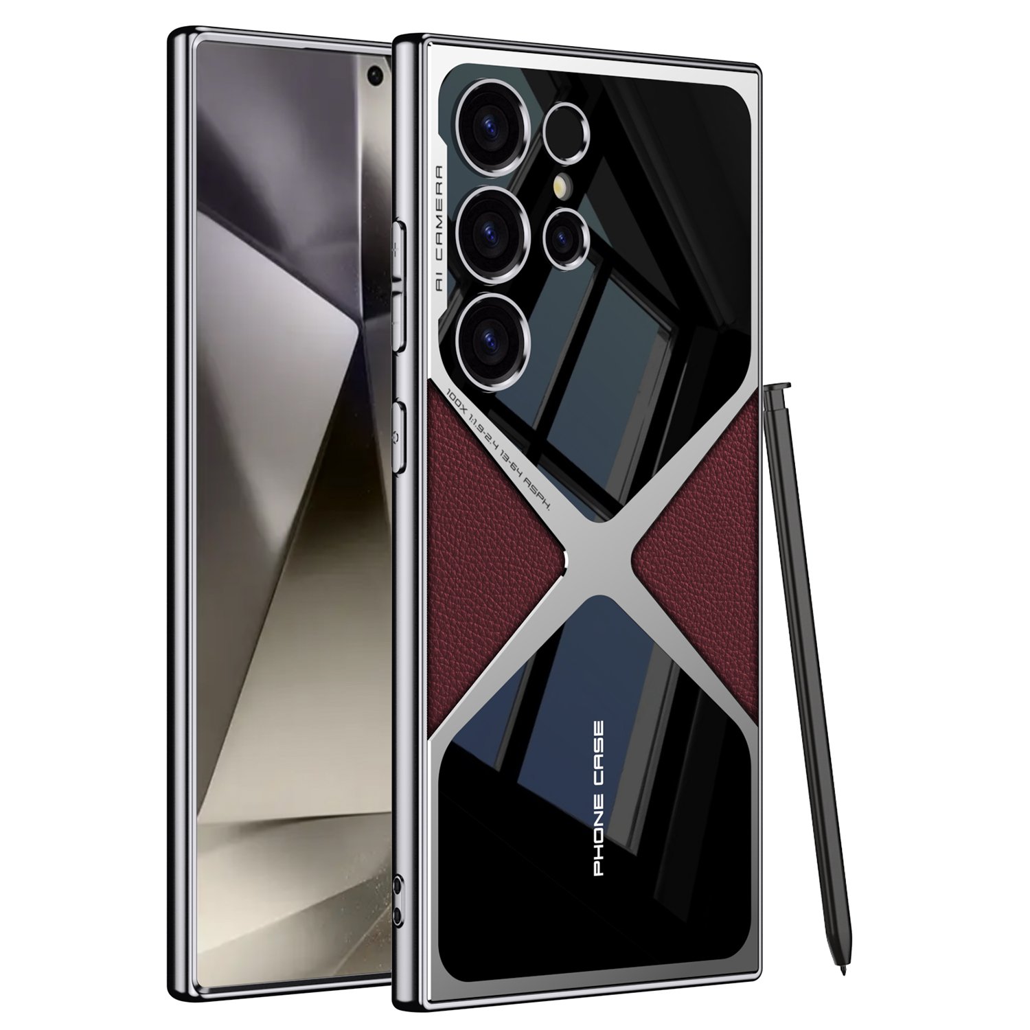 2024 For Galaxy S23 S24 Ultra Case S24 ultra Original Protection PC Cover PU Leather Hypersonic Design storage