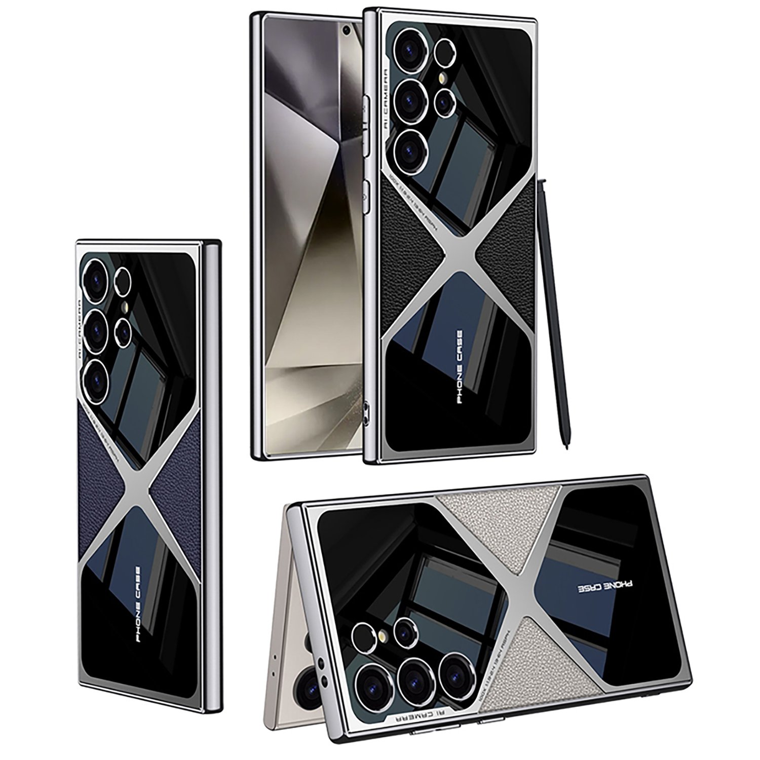 2024 For Galaxy S23 S24 Ultra Case S24 ultra Original Protection PC Cover PU Leather Hypersonic Design storage