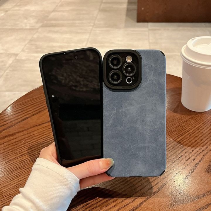 OEM Custom Shockproof Protect Leather Mobile Phone Case Suede Back Cover For iPhone 16 plus 15 14 13 12 pro max 11