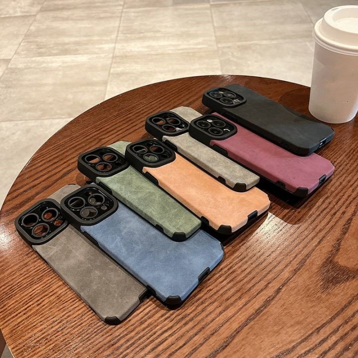 OEM Custom Shockproof Protect Leather Mobile Phone Case Suede Back Cover For iPhone 16 plus 15 14 13 12 pro max 11