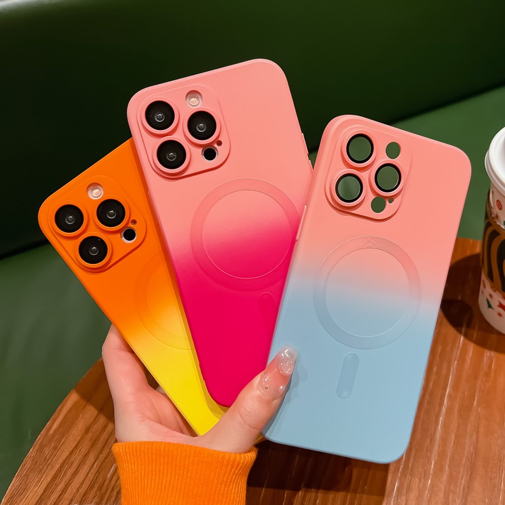 New Gradient Rainbow Magnetic Wireless Charging Phone Case For iPhone 14 15 16 Pro Max 14 Pro 13 12 11 x xr xs