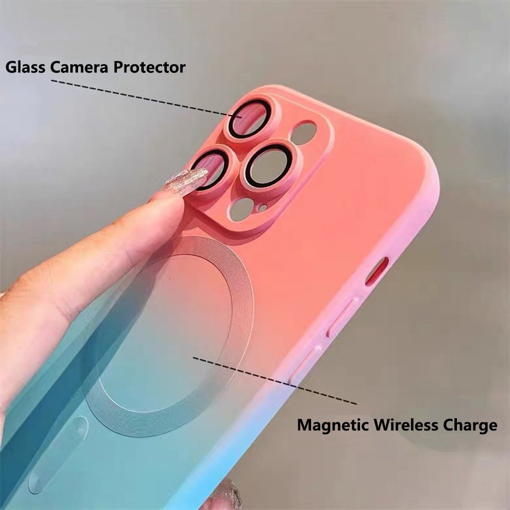 New Gradient Rainbow Magnetic Wireless Charging Phone Case For iPhone 14 15 16 Pro Max 14 Pro 13 12 11 x xr xs