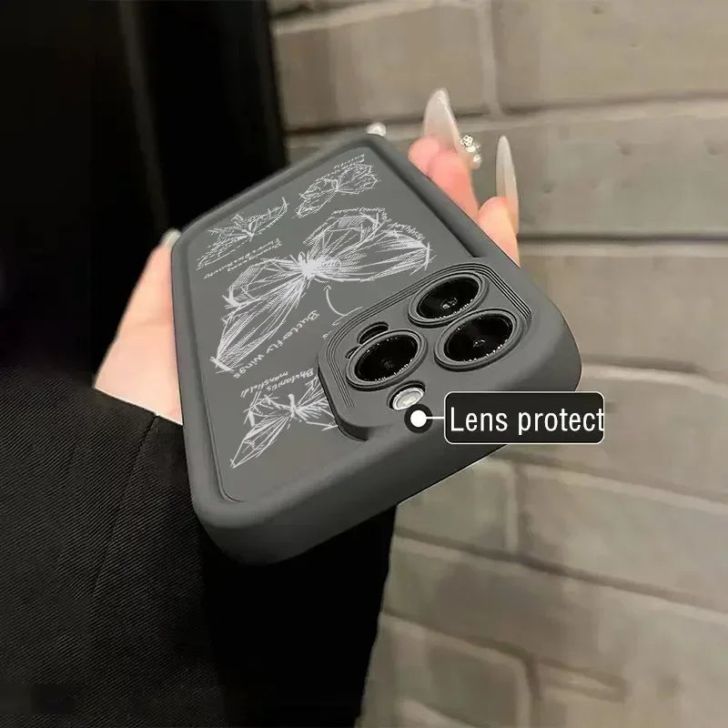 Sketch Lines Butterfly Silicone Phone Case For IPhone 15 Pro Max Cases IPhone 11 12 13 14 Pro Max Mini X XS XR 7 8 SE Soft Cover
