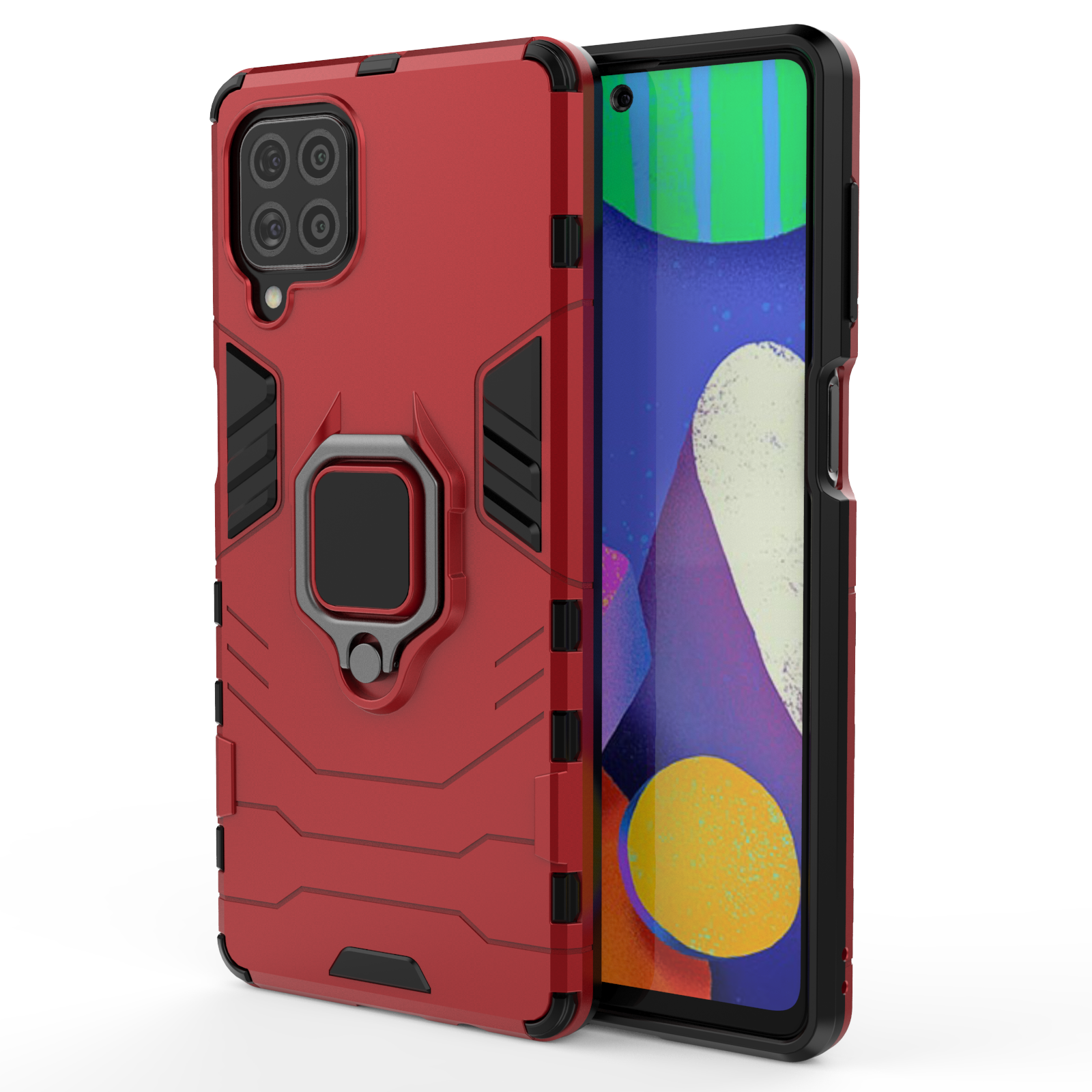 For Samsung Galaxy F62 M62 Case with Magnetic Metal Holder Cell Phone Case TPU PC Armor Shockproof Mobile Back Cover