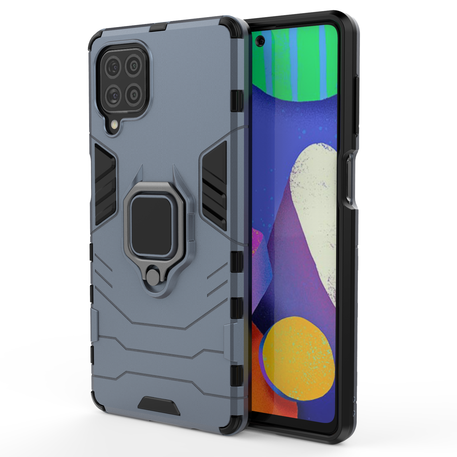 For Samsung Galaxy F62 M62 Case with Magnetic Metal Holder Cell Phone Case TPU PC Armor Shockproof Mobile Back Cover