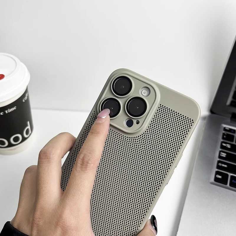 Focuses Hot Sales UltraCooling Mesh Heat Dissipation Slim Mobile Phone Case For iphone 16 15 14 13 12 11 Pro Max