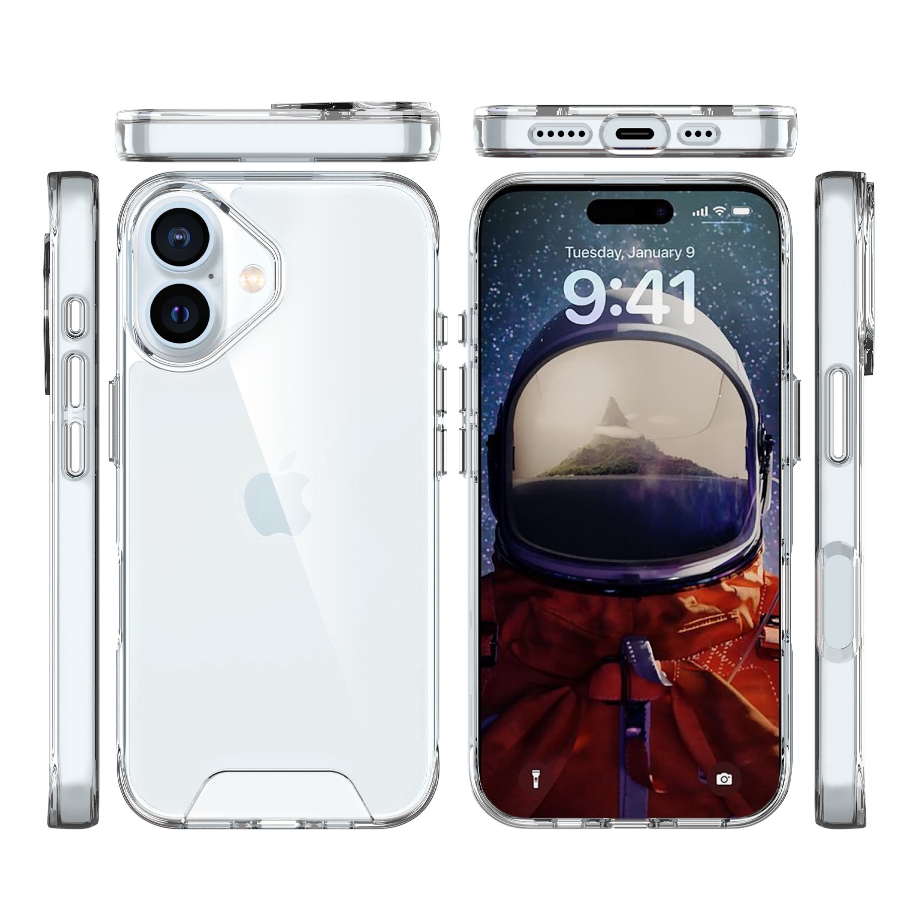 Space Transparent Clear TPU PC Mobile Phone Case for iPhone 16 16 Plus Shockproof Crystal Clear Back Cover for iPhone 16 Pro Max
