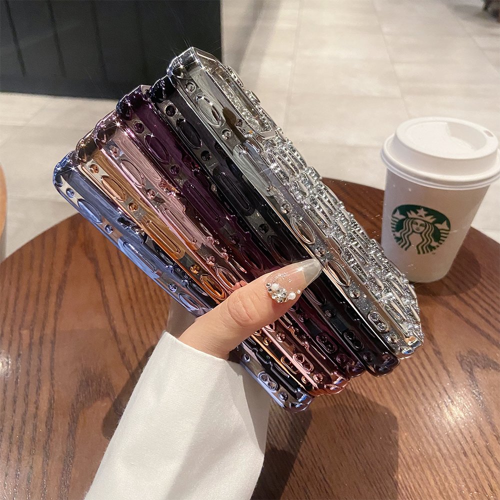Fashion Flowers Design Glitter Phone Case for iPhone 15 Pro Max 14 13 12 Color Plating TPU Transparent Back Mobile Cover