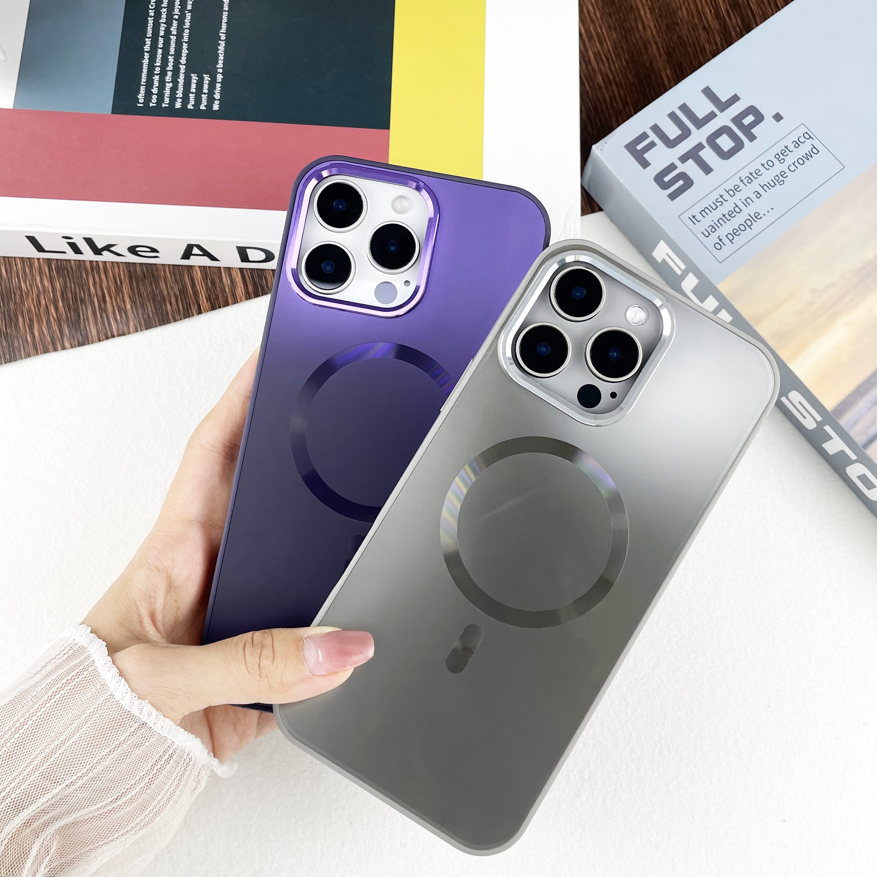 2024 Luxury Design Business AG Glass Laser Mobile Phone Case Metal Lens frame Phone Cover for iPhone 11 12 14 15 16 Pro