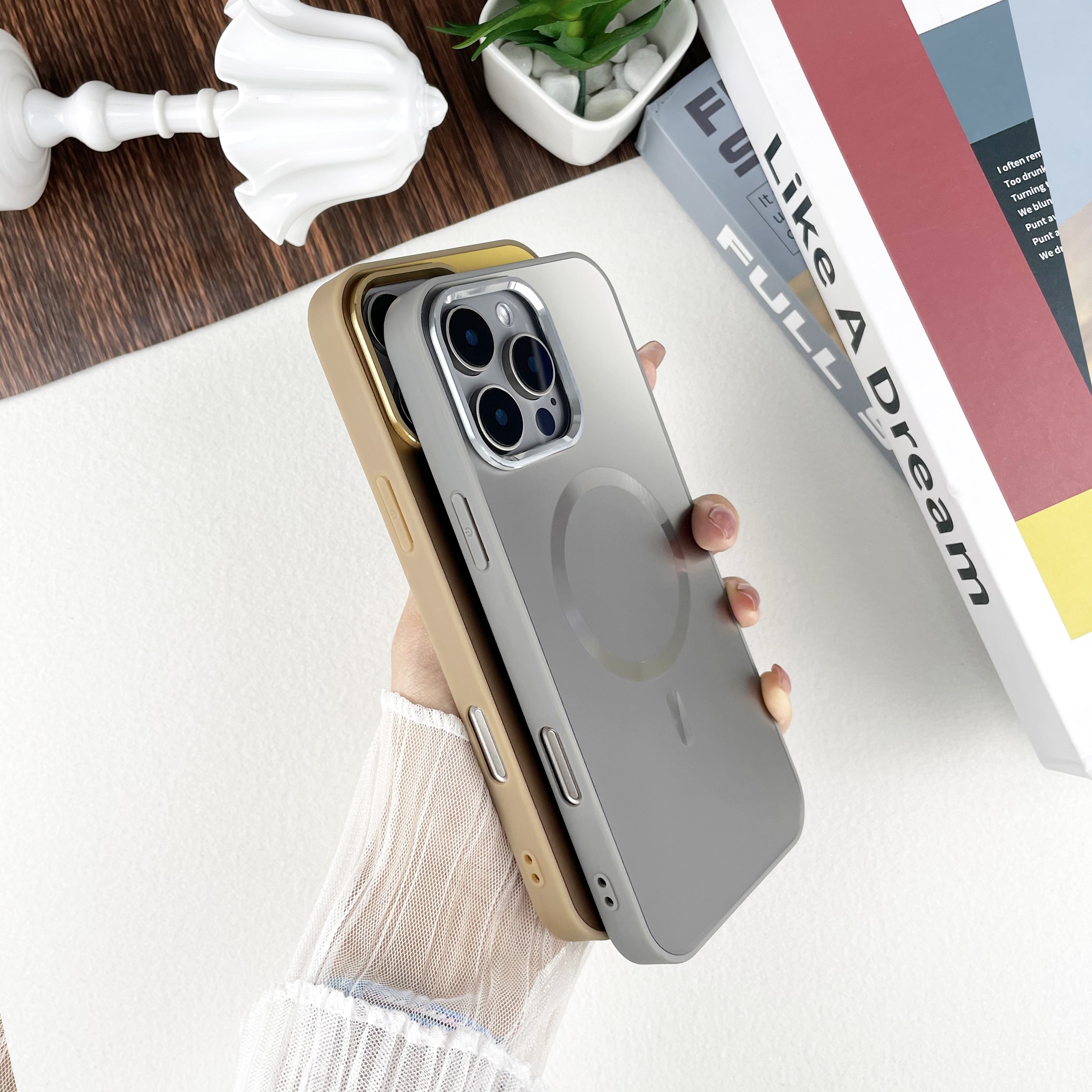 2024 Luxury Design Business AG Glass Laser Mobile Phone Case Metal Lens frame Phone Cover for iPhone 11 12 14 15 16 Pro