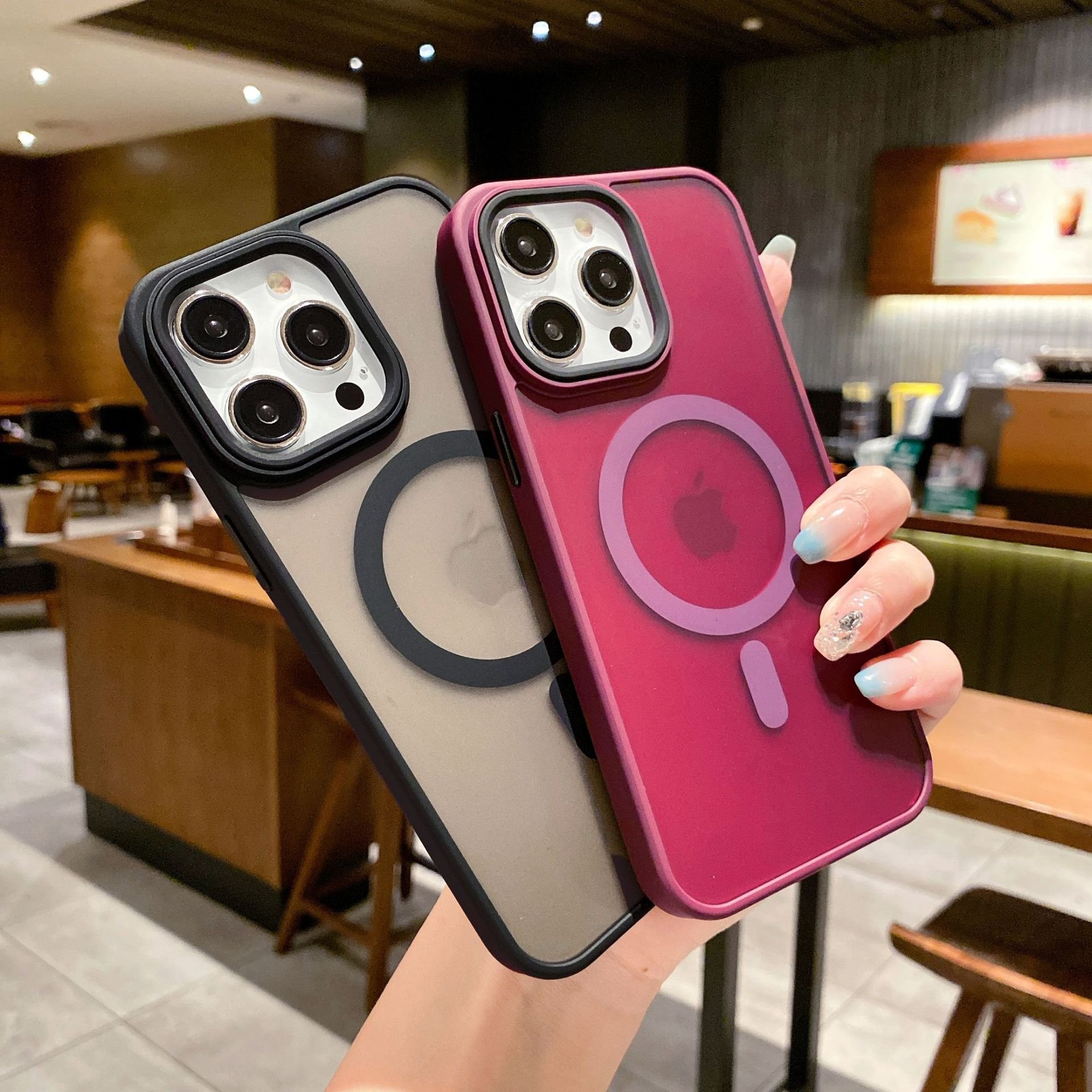 Mobile Phone Cases with Magnetic Invisible Stand for iPhone 15 Pro Max Case Products 2024 Translucent Matte Cover
