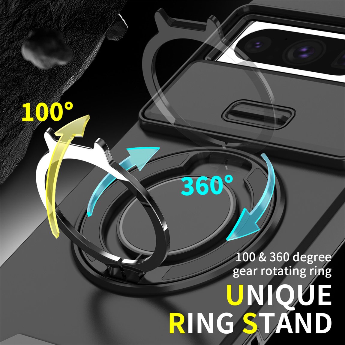 Luxury Camera Protector Push Window Shockproof Armor Strong Protection Car Mount Stand Phone Case For Google pixel 8A 8 Pro 7Pro