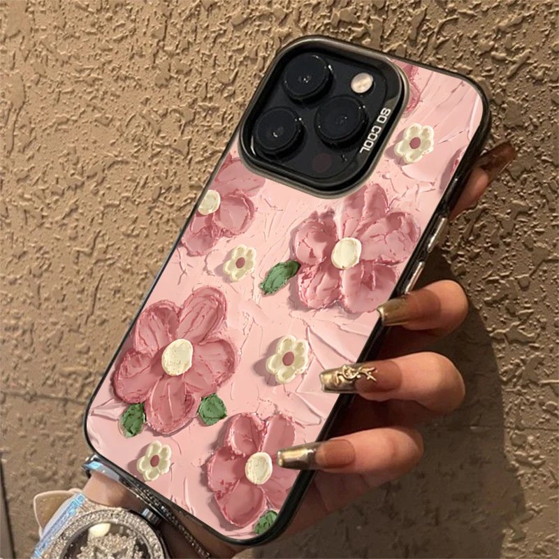 Luxury Oil Painting Flower Electroplate IMD Phone Case For Redmi 12 13C Xiaomi Redmi Note 13 12 11 10 Pro Plus 12S 11S Cover