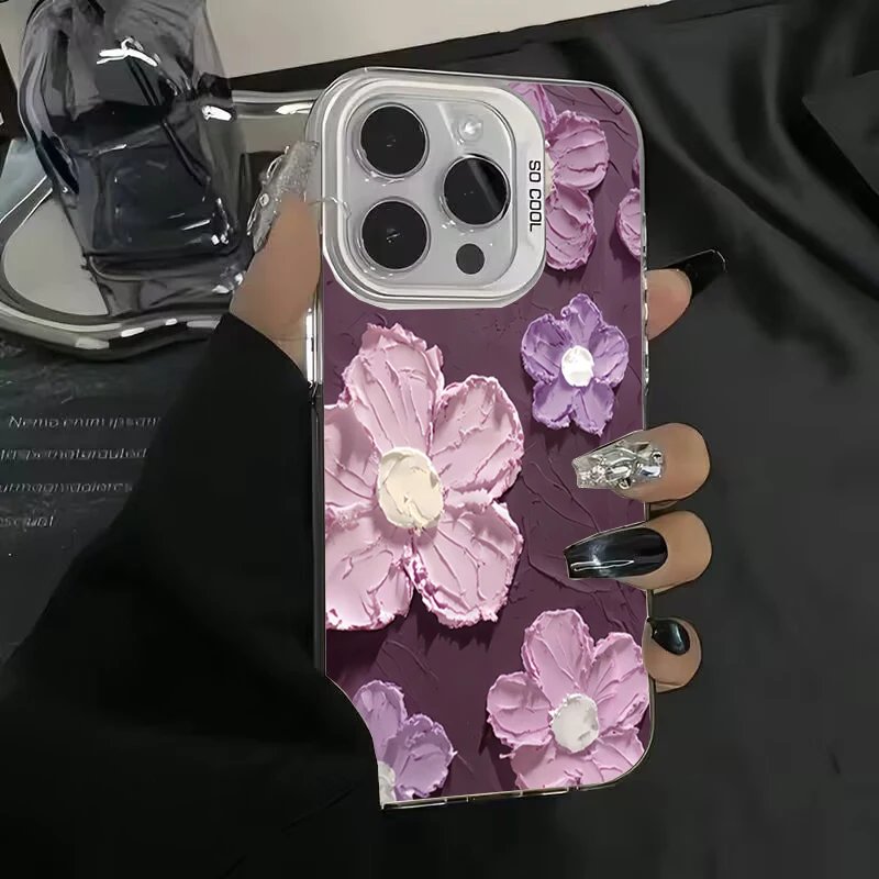 Luxury Oil Painting Flower Electroplate IMD Phone Case For Redmi 12 13C Xiaomi Redmi Note 13 12 11 10 Pro Plus 12S 11S Cover