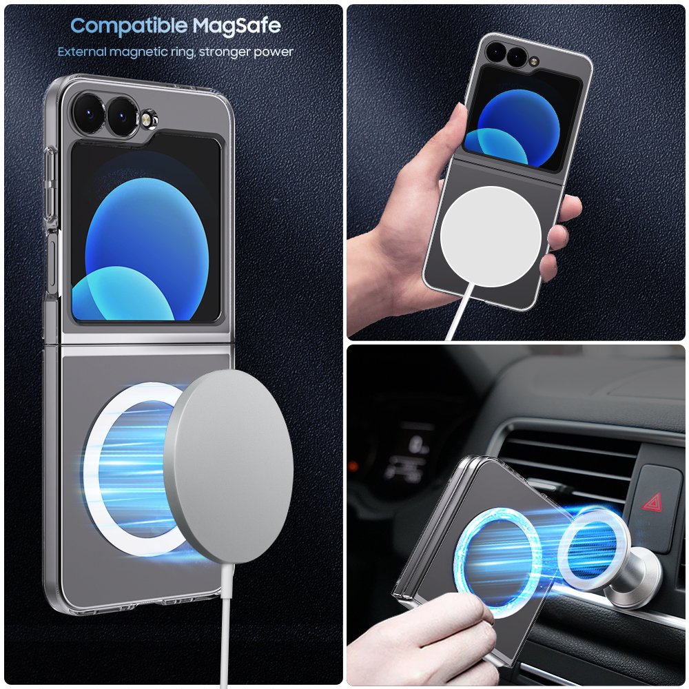 Folding Slim sleek stylish cover z flip 6 folding screen mobile phone case with magnetic wireless charging for samsung