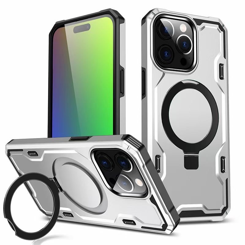 Shockproof PC Magnetic Stand phone case PC Anti Shock Magnetic Charging Phone Case for iPhone 11 12 13 14 15 Pro Max