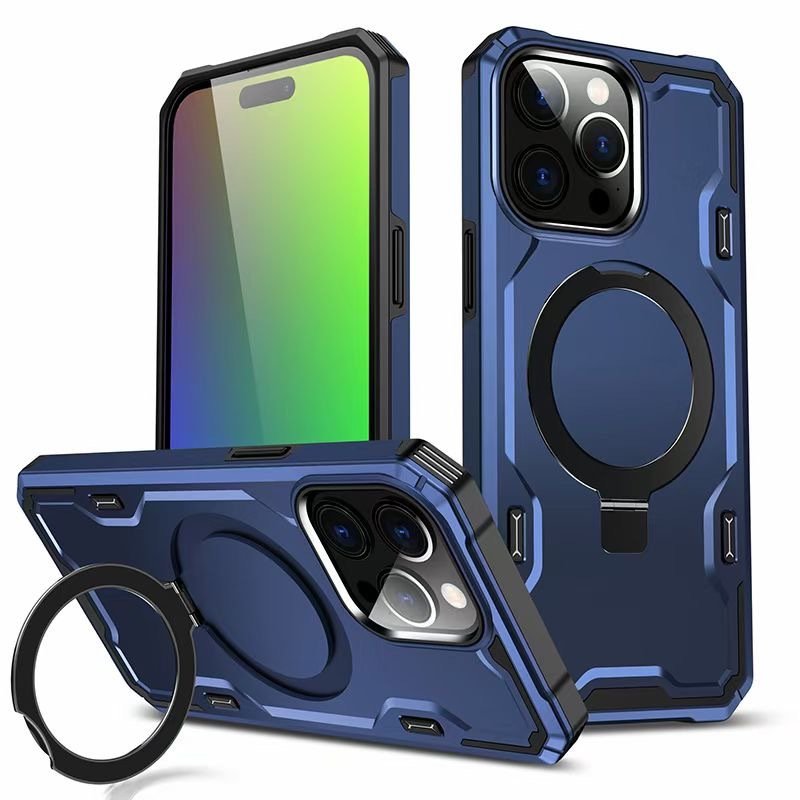 Shockproof PC Magnetic Stand phone case PC Anti Shock Magnetic Charging Phone Case for iPhone 11 12 13 14 15 Pro Max