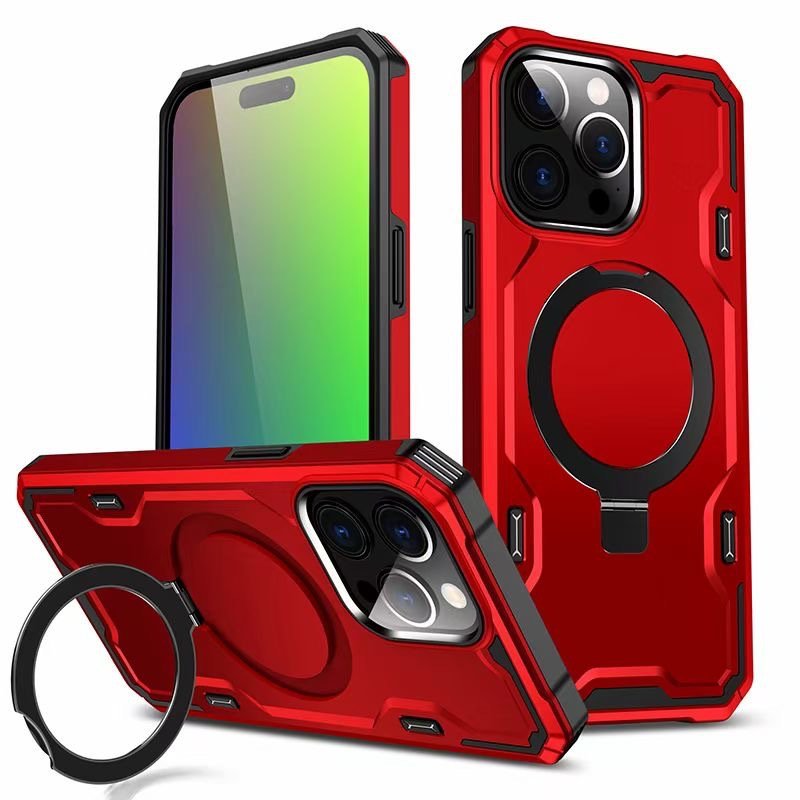 Shockproof PC Magnetic Stand phone case PC Anti Shock Magnetic Charging Phone Case for iPhone 11 12 13 14 15 Pro Max