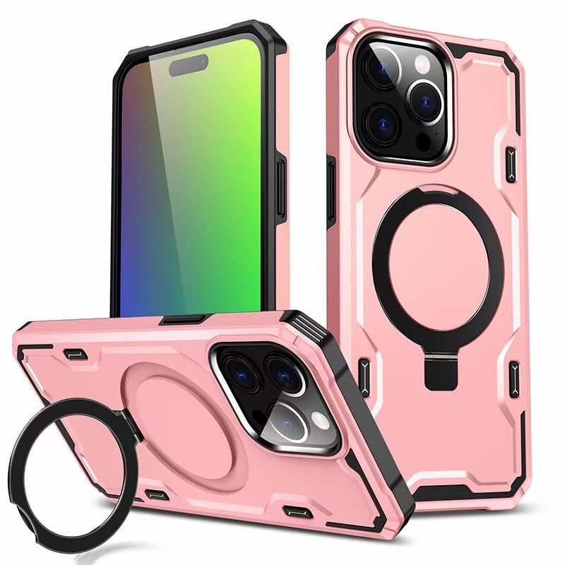 Shockproof PC Magnetic Stand phone case PC Anti Shock Magnetic Charging Phone Case for iPhone 11 12 13 14 15 Pro Max