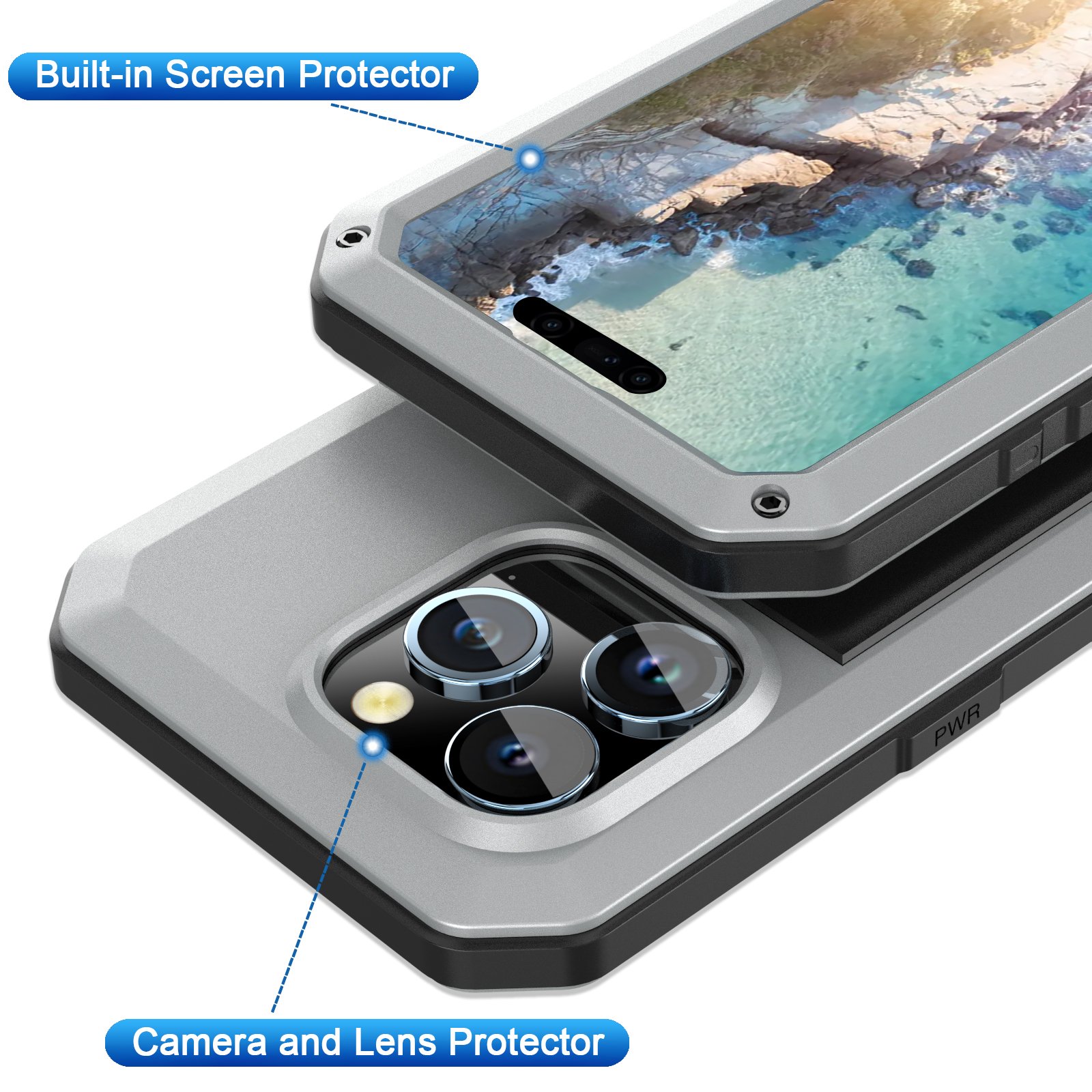 New design customized new metal heavy duty anti-slip sturdy drop resistant 360 degree full protection case for iPhone 15pro
