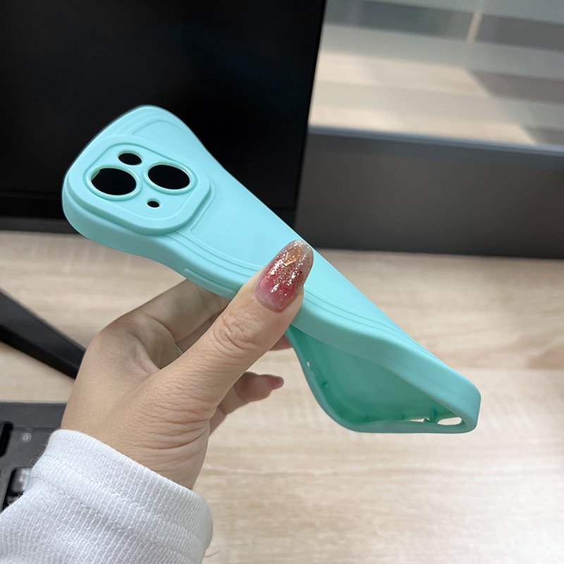 Phone Case Wavy TPU Large Wave Phone Case for iPhone 16 15 14 13 12 11 8 Plus Solid Color Curly Wave Frame Soft for iPhone Case
