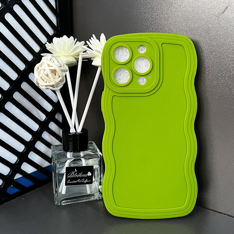 Phone Case Wavy TPU Large Wave Phone Case for iPhone 16 15 14 13 12 11 8 Plus Solid Color Curly Wave Frame Soft for iPhone Case