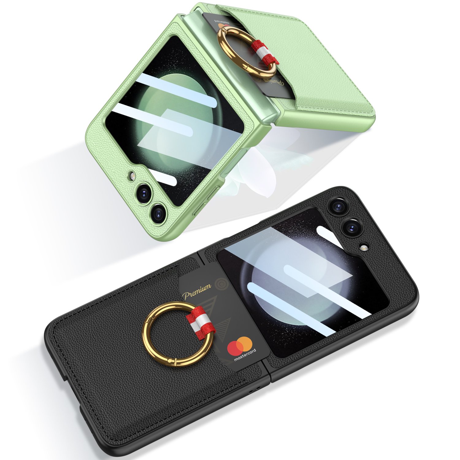 galaxy z flip 5 flip 6 case pc finger ring with card slot folding cell phone case for samsung galaxy z flip 6 fold 6