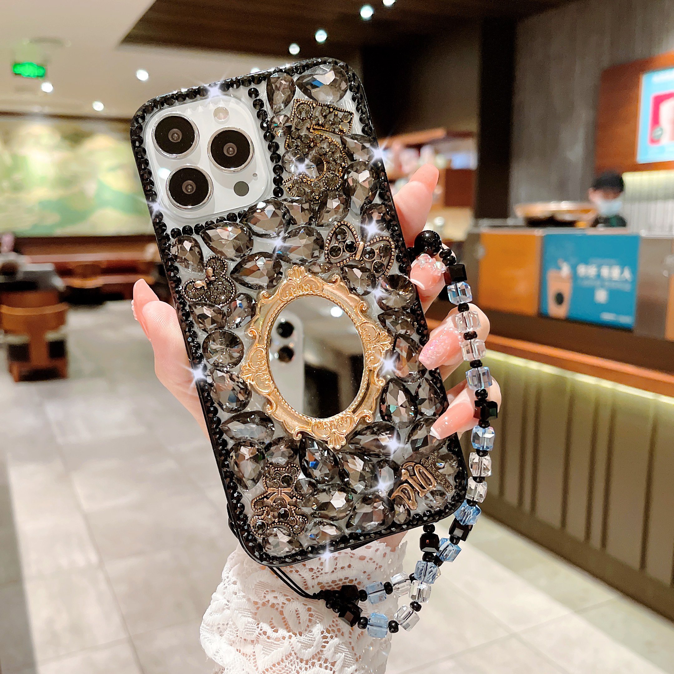 glitter bling shiny mirror fashion luxury factory waist strap diamond phone cover case for iphone 16 15 14 13 12 11 xr xsmax 678