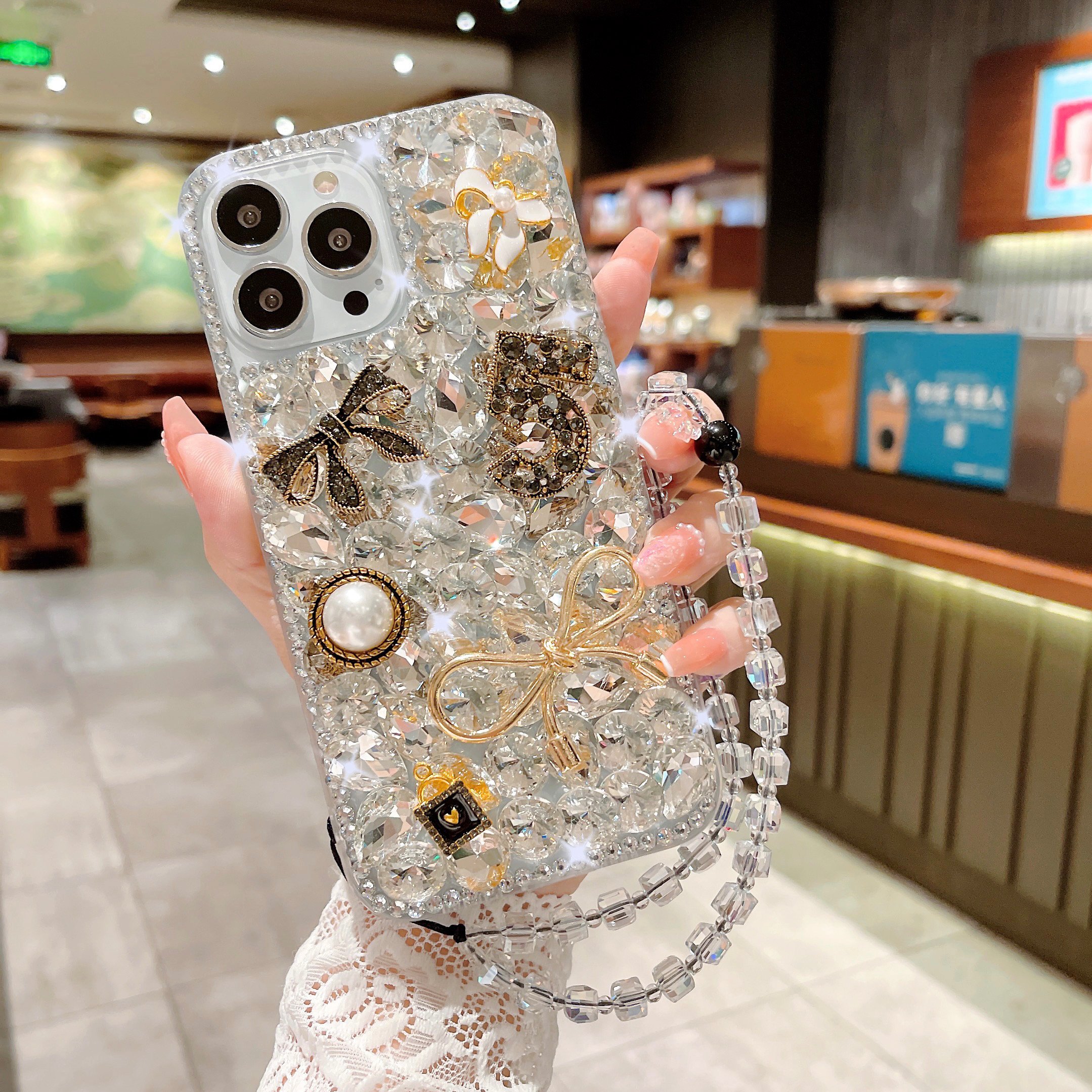 glitter bling shiny mirror fashion luxury factory waist strap diamond phone cover case for iphone 16 15 14 13 12 11 xr xsmax 678