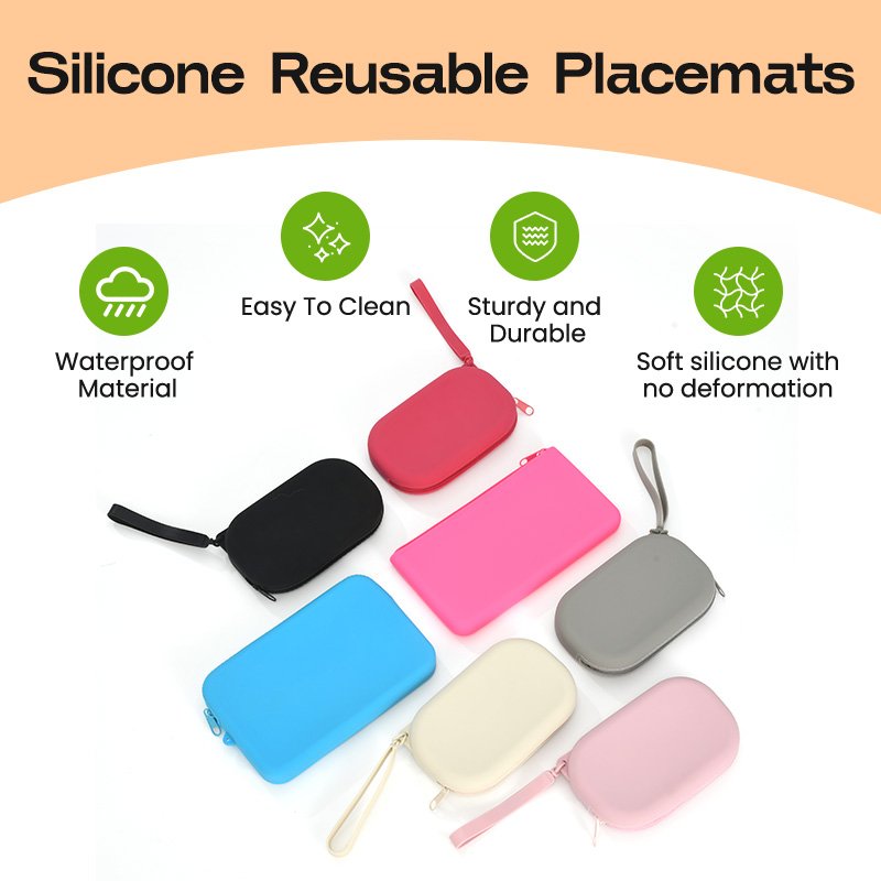 Multi Design Custom Zipper Pocket Silicone Household Rectangular Portable Case Headphone Storage Silicone Bags Hard Cases Purple