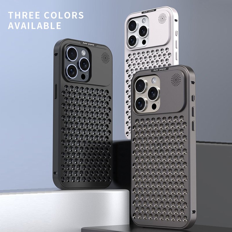 Luxury Metal Cooling Hollow Aluminum Phone Case For iPhone 13 12 14 15 Pro Max 15Plus Fragrance Rimless Heat Dissipation Cover