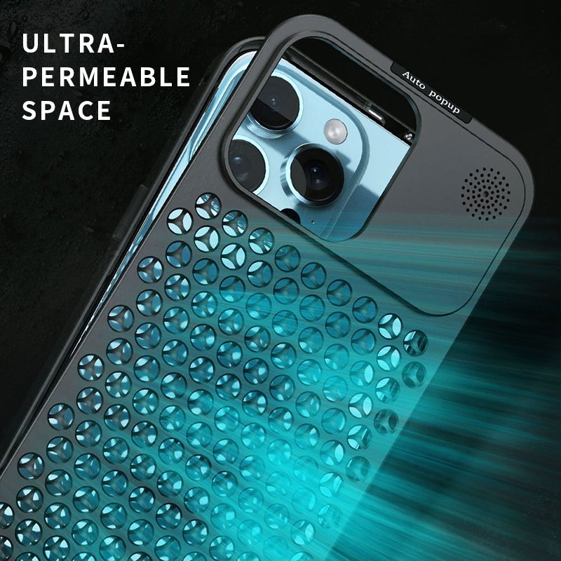 Luxury Metal Cooling Hollow Aluminum Phone Case For iPhone 13 12 14 15 Pro Max 15Plus Fragrance Rimless Heat Dissipation Cover